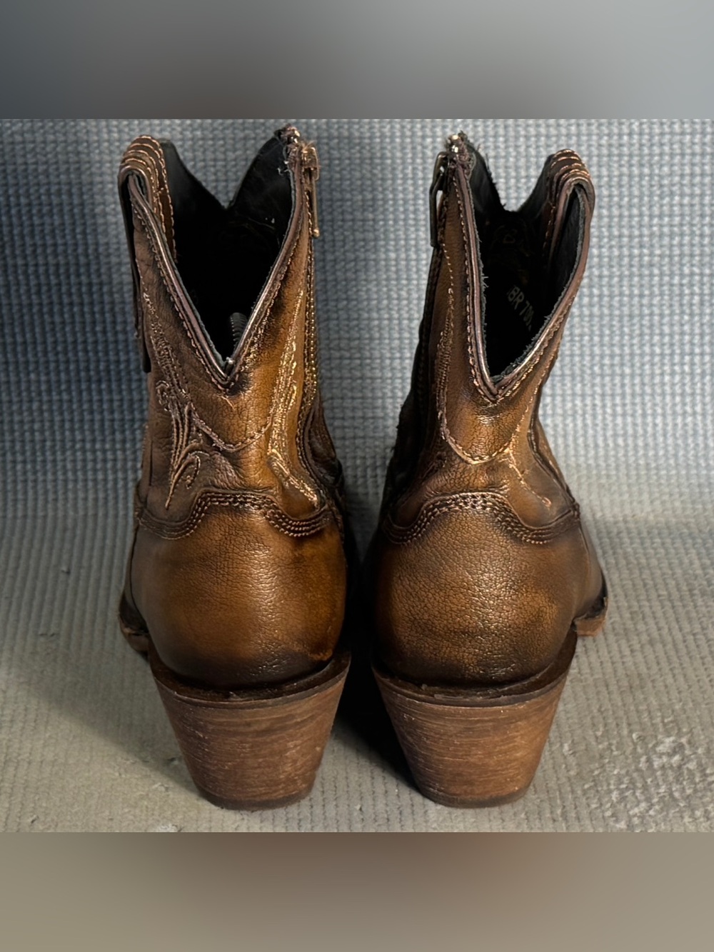 J.B. Dillon Brown Leather Western Heeled Boots - Picture 5 of 7